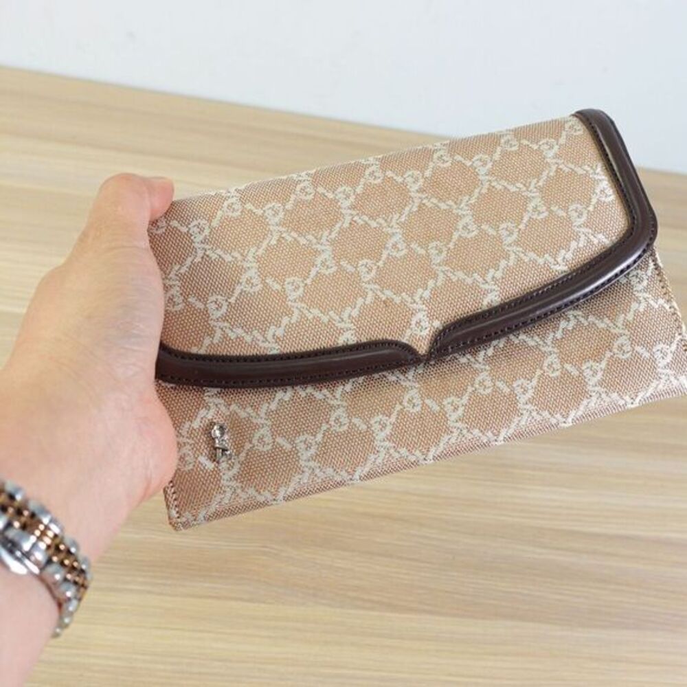 Y2K Wallet Clutch Purse Leather Canvas Logo Monogram Roberta Di Camerino ITALY